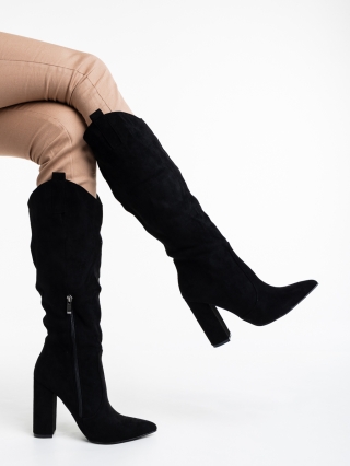 Дамски ботуши, Дамски чизми черни от текстилен материал Mairead - Kalapod.bg