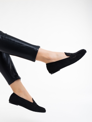 Обувки Дама, Дамски мокасини черни от текстилен материал Myrina - Kalapod.bg