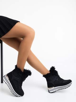 Дамски спортни обувки, Дамски спортни обувки черни от еко кожа Alethea - Kalapod.bg