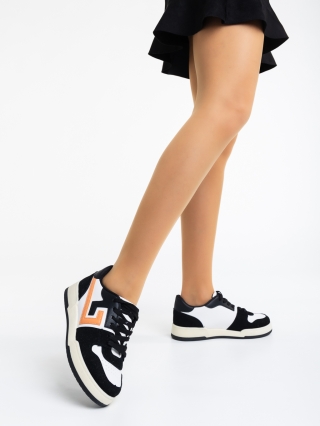 Дамски спортни обувки, Дамски спортни обувки бели с черно от екологична кожа Ralphina - Kalapod.bg