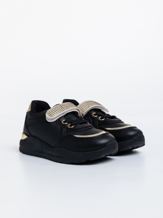 Детски спортни обувки, Детски спортни обувки черни от екологична кожа Dericka - Kalapod.bg