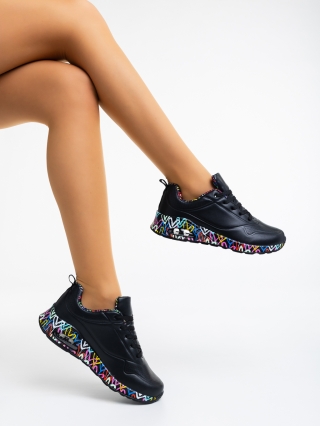 Дамски спортни обувки, Дамски спортни обувки черни от екологична кожа Tytti - Kalapod.bg