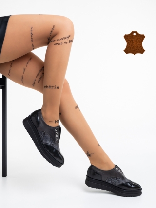 Обувки Дама, Всекидневни дамски обувки черни от естествена кожа Enriqua - Kalapod.bg