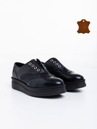 Всекидневни дамски обувки черни от естествена кожа Reilly - Kalapod.bg