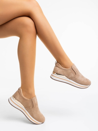 Обувки Дама, Дамски спортни обувки каки от текстилен  материал Timotha - Kalapod.bg