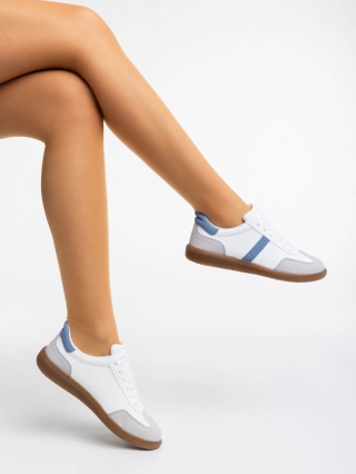 Дамски  спортни обувки бели с синю от екологична кожа Liliha - Kalapod.bg