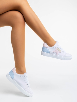 Дамски  спортни обувки бели с розово от екологична кожа Yeva - Kalapod.bg
