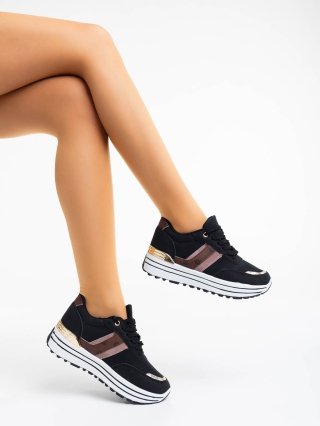 Дамски спортни обувки, Дамски  спортни обувки черни от текстилен  материал Loraina - Kalapod.bg