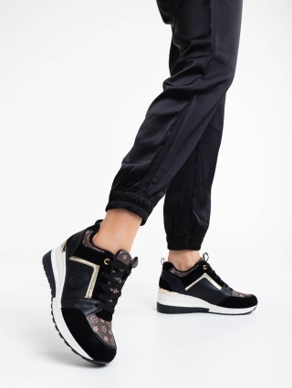 Дамски спортни обувки, Дамски спортни обувки черни от екологична кожа Tyrina - Kalapod.bg