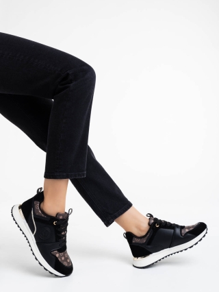 Дамски спортни обувки, Дамски спортни обувки черни  от екологична кожа Lorilynn - Kalapod.bg