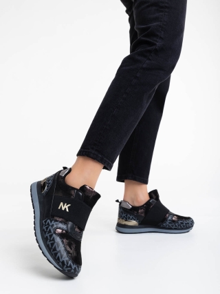 Дамски спортни обувки, Дамски спортни обувки черни от еко кожа и текстилен материал Napua - Kalapod.bg