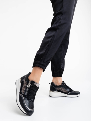 Дамски спортни обувки, Дамски спортни обувки черни  от екологична кожа Maylin - Kalapod.bg
