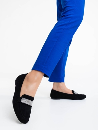 Обувки Дама, Дамски мокасини черни  от текстилен материал Ibbie - Kalapod.bg