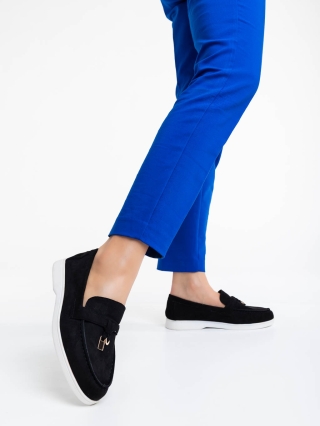 Обувки Дама, Дамски мокасини черни  от текстилен материал Amberly - Kalapod.bg