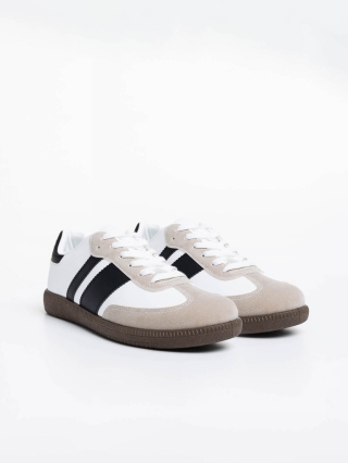 Мъжки обувки, Мъжки спортни обувки бели с  черно от екологична кожа Silvius - Kalapod.bg