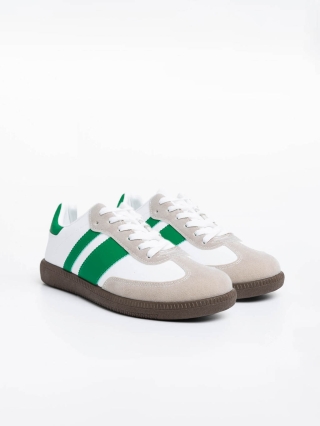 Мъжки спортни обувки, Мъжки спортни обувки бели с зелено от екологична кожа Silvius - Kalapod.bg