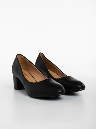 Дамски обувки, Дамски обувки с ток черни от екологична кожа Gianara - Kalapod.bg