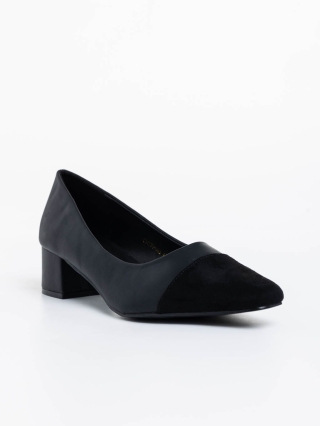 Big size, Дамски обувки с ток черни от екологична кожа Cettina - Kalapod.bg