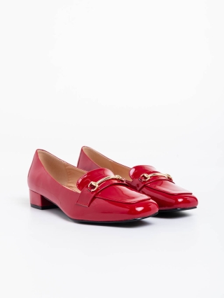 Дамски обувки, Дамски обувки с ток  червени от екологична кожа лачена Shantay - Kalapod.bg