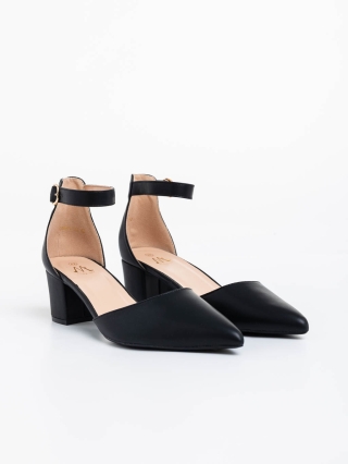 Дамски обувки, Дамски обувки с ток черни от екологична кожа Armelle - Kalapod.bg