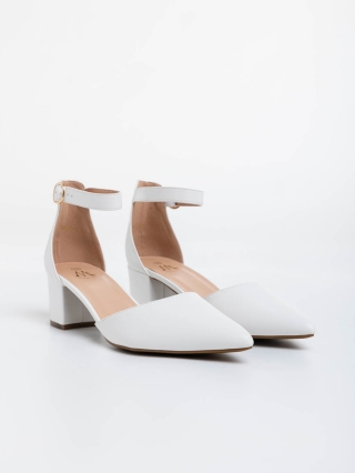 Дамски обувки, Дамски обувки с ток бели от екологична кожа Armelle - Kalapod.bg