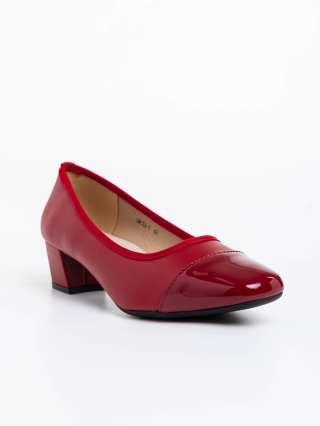 Дамски обувки, Дамски спортни обувки с ток червени от екологична кожа Reine - Kalapod.bg