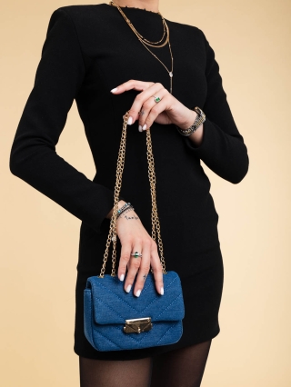 Дамски чанти, Дамска чанта тъмно синя от текстилен материал Bansari - Kalapod.bg