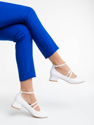 Обувки с масивен Ток, Дамски обувки бели от екологична кожа Reizy - Kalapod.bg