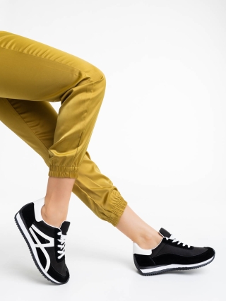 Обувки Дама, Дамски спортни обувки черни  от екологична кожа и текстил Romaya - Kalapod.bg