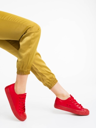Обувки Дама, Дамски обувки за тенис червени от екологична кожа Tokyo - Kalapod.bg
