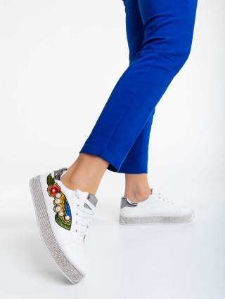Дамски спортни обувки, Дамски спортни обувки бели от екологична кожа Sonna - Kalapod.bg
