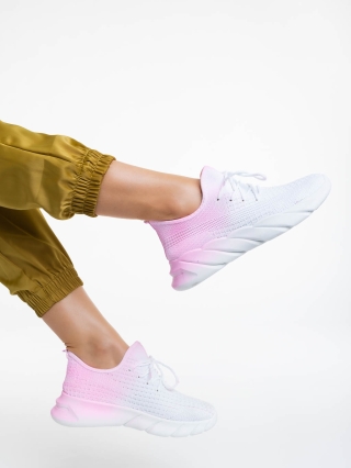 Дамски спортни обувки, Дамски спортни обувки бели с розово от текстилен материал Lienna - Kalapod.bg
