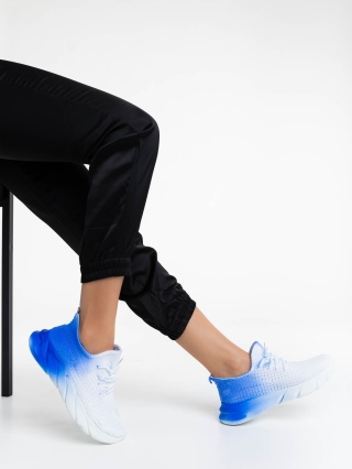 Дамски спортни обувки бели с морско синьо от текстилен материал Lienna - Kalapod.bg