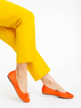 Обувки Дама, Дамски балерини оранжеви  от текстилен материал Amelia - Kalapod.bg