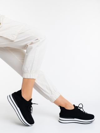 Дамски спортни обувки, Дамски спортни обувки черни от текстилен материал Taormina - Kalapod.bg