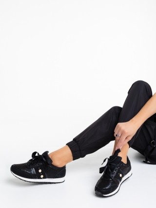 Дамски спортни обувки, Дамски спортни обувки черни от текстилен материал Amity - Kalapod.bg