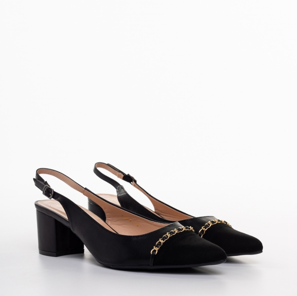 Дамски обувки с ток черни  от еко кожа  Felicity, 4 - Kalapod.bg