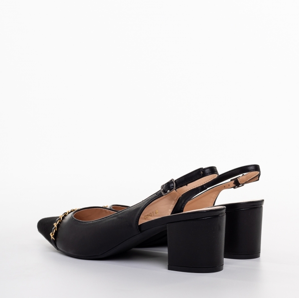 Дамски обувки с ток черни  от еко кожа  Felicity, 3 - Kalapod.bg
