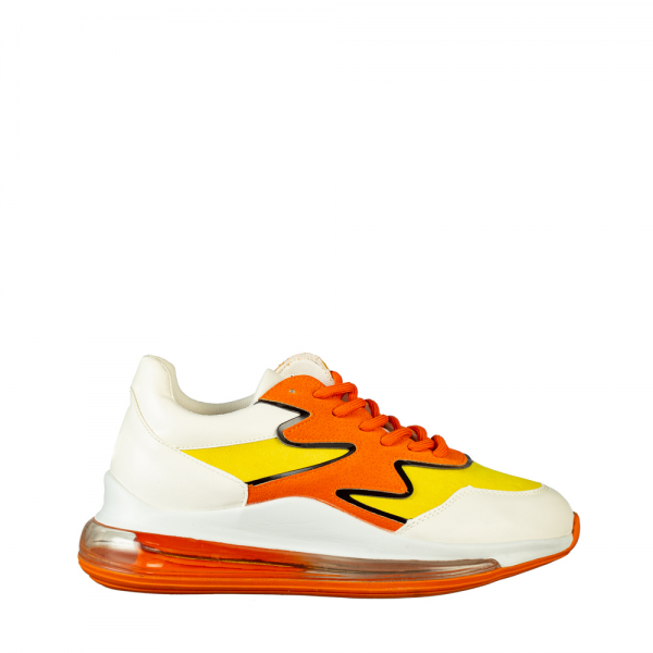 Дамски спортни обувки  Sadal бели със жълто, 2 - Kalapod.bg
