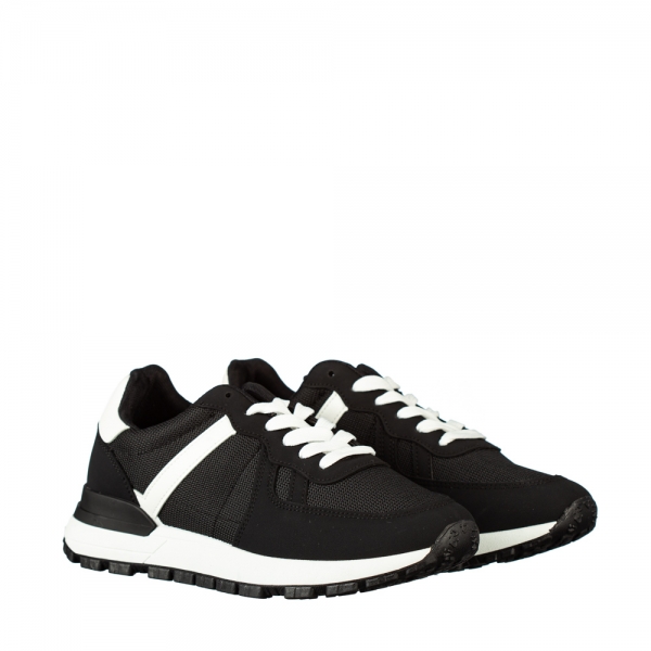 Мъжки спортни обувки черни  от еко кожа и текстилен материал  Redal, 2 - Kalapod.bg