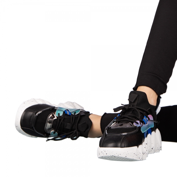 Дамски спортни обувки черни от еко кожа и текстилен материал Gingero, 5 - Kalapod.bg