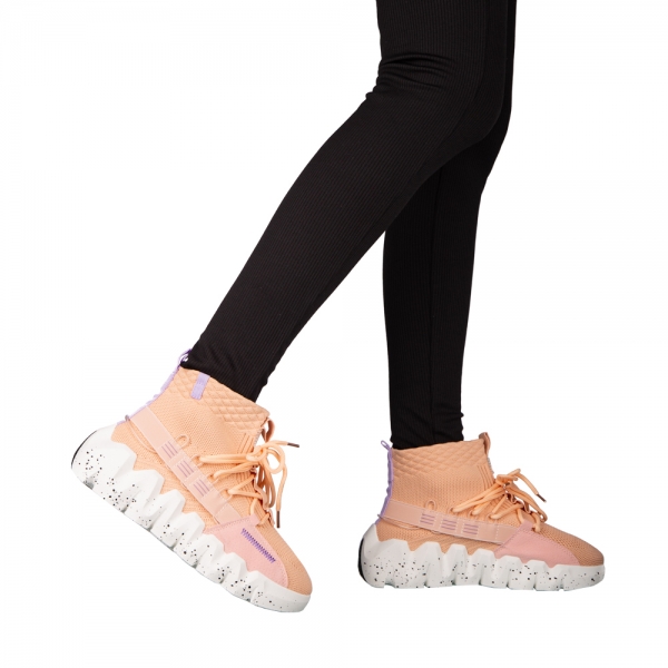 Дамски спортни обувки  розови  от текстилен материал  Meil, 3 - Kalapod.bg