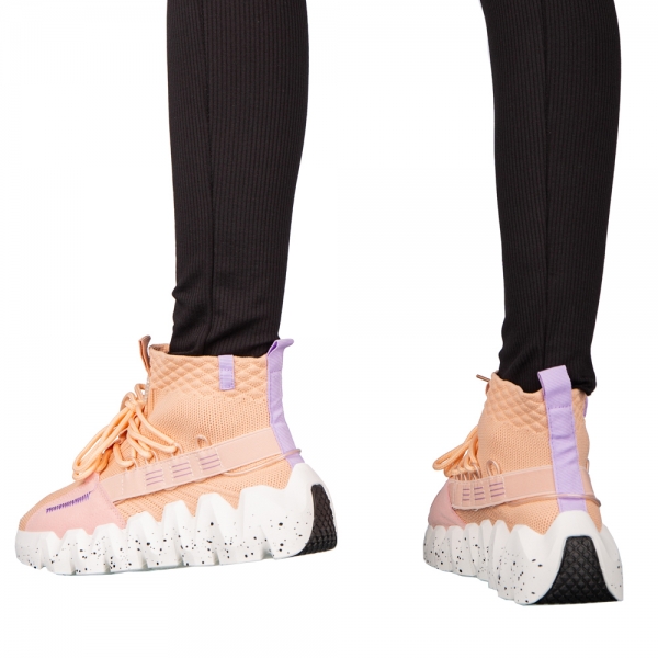 Дамски спортни обувки  розови  от текстилен материал  Meil, 4 - Kalapod.bg
