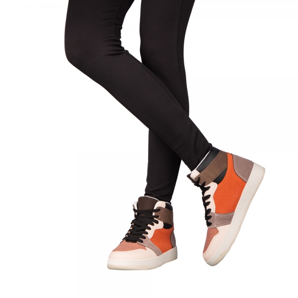 Дамски спортни обувки оранжеви  от еко кожа Aсиви sha, 3 - Kalapod.bg