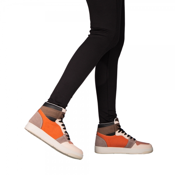 Дамски спортни обувки оранжеви  от еко кожа Aсиви sha - Kalapod.bg