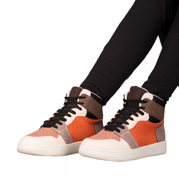 Дамски спортни обувки оранжеви  от еко кожа Aсиви sha, 5 - Kalapod.bg