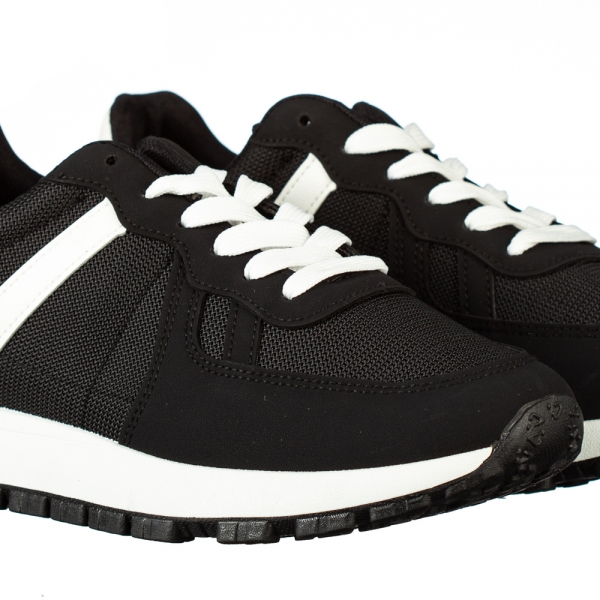 Мъжки спортни обувки черни  от еко кожа и текстилен материал  Redal, 3 - Kalapod.bg