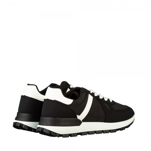 Мъжки спортни обувки черни  от еко кожа и текстилен материал  Redal, 4 - Kalapod.bg