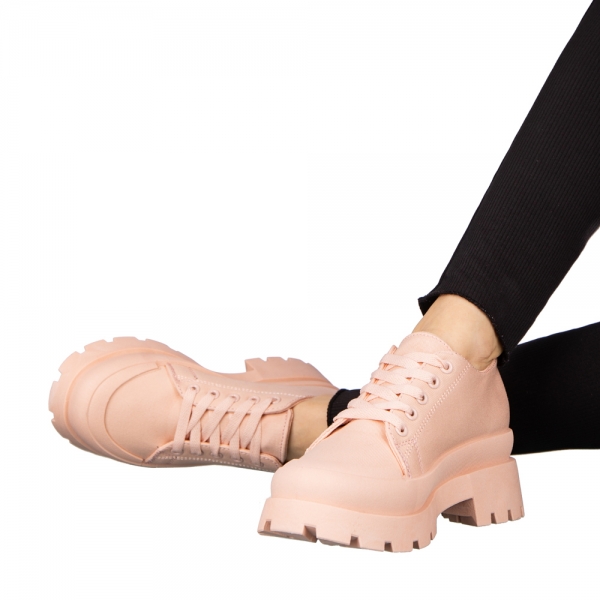 Дамски спортни обувки  розови  от текстилен материал  Genie, 5 - Kalapod.bg
