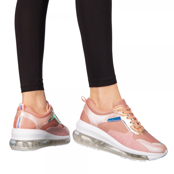 Дамски спортни обувки розови  от еко кожа и текстилен материал  Seka, 5 - Kalapod.bg